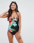 Ted Baker Forget Me Not Floral Swimsuit - Black