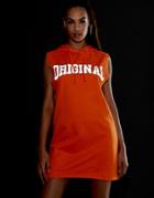 Asos Design Reflective Print Hoodie Sweat Dress-orange