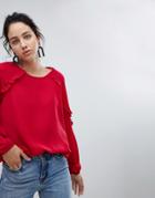 B.young Ruffle Sleeve Blouse - Red