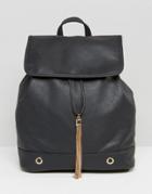 Yoki Structured Backpack With Gold Tassel - Black