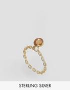 Asos Gold Plated Sterling Silver Chain Stone Ring - Gold