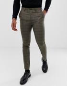 New Look Skinny Smart Pants In Brown Check - Brown