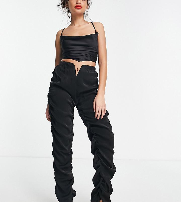 I Saw It First Petite Keyhole Ruched V Front Pants In Black