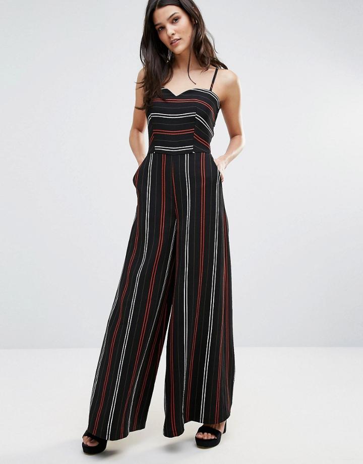 Liquorish Striped Jumpsuit - Multi