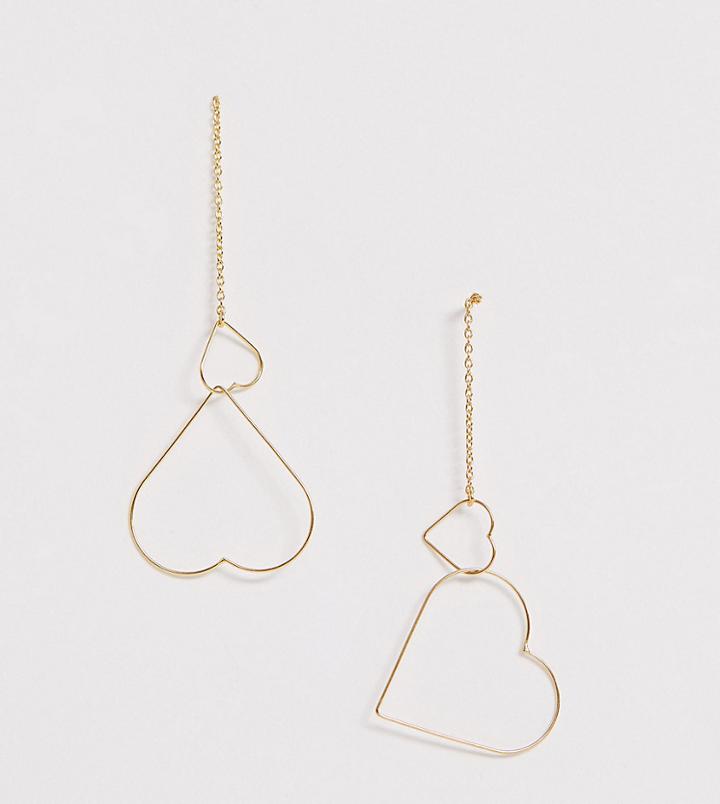 Asos Design Sterling Silver Gold Plated Interlocking Heart Earrings