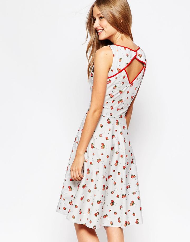 Trollied Dolly Back Flash Dress - Gray Strawberry