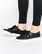 Carvela Jemm Laser Cut Sneakers - Black Synthetic