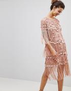 Asos Edition Loose T-shirt Dress With Embroidery And Tassels Mini Dress - Pink