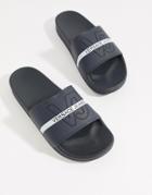 Versace Jeans Logo Sliders In Navy - Navy