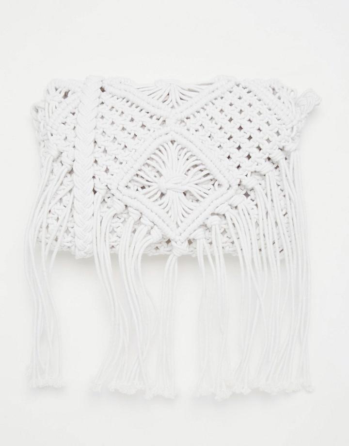 South Beach Crochet Cross Body Bag In Ivory - Ivory