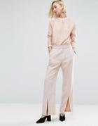 Asos White Split Front Pull On Pant - Pink