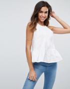 Asos Trapeze Sun Top In Cotton - White