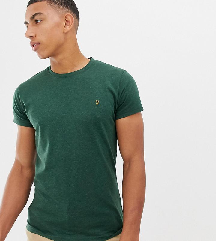 Farah Gloor Slim Fit Logo Marl T-shirt In Green Exclusive At Asos