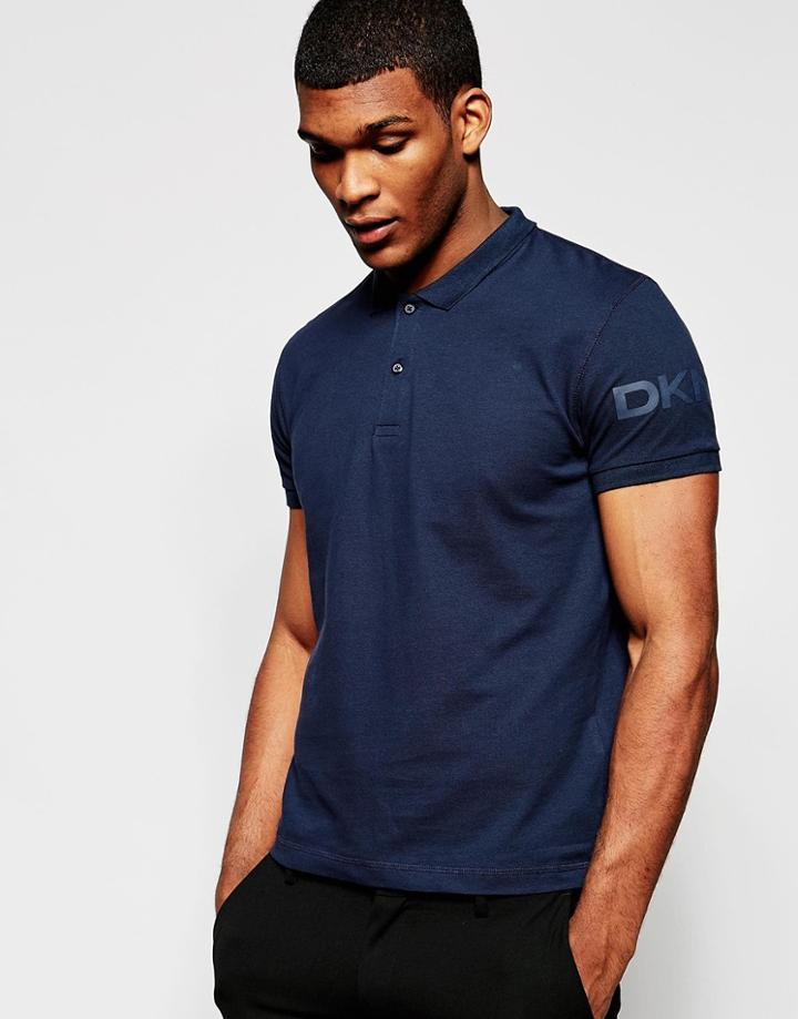 Dkny Polo Shirt Sleeve Logo - Navy