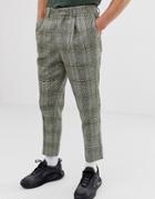 Asos Design Skinny Smart Pants In Green Neppy Wool Check - Green