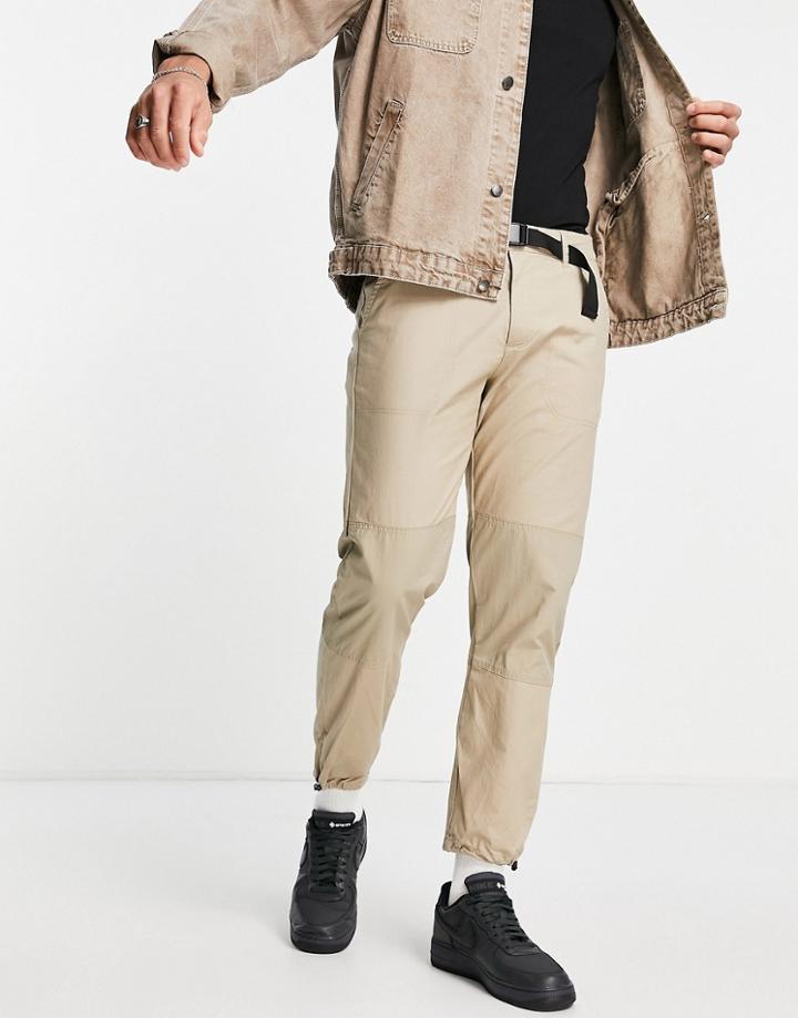 Jack & Jones Intelligence Loose Fit Ripstop Technical Pants In Beige-neutral