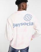 Asos Daysocial Coordinating Relaxed Tie-dye Sweatshirt With Logo Print In Pink And Orange