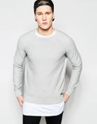 Threadbare Tallin Ribbed Crew Sweater - Gray