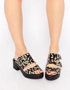 Miista Kloe Strap Heeled Leather Mules - Black Fruit
