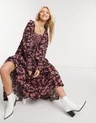 Free People Sweet Escape Shirred Puff Sleeve Maxi Dress In Black
