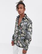 Asos Design Regular Velvet Print Shirt