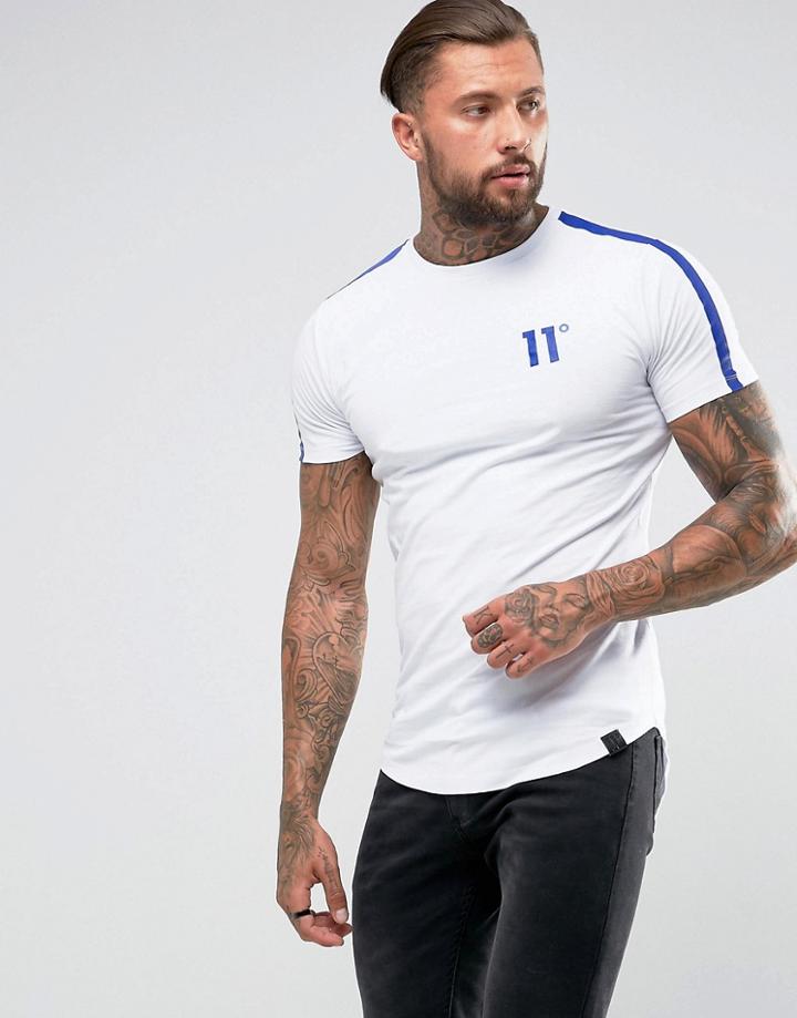 11 Degrees T-shirt In White With Blue Reflective Stripe - White