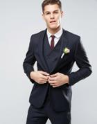 Asos Wedding Slim Suit Jacket In Navy 100% Wool - Navy