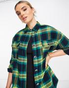 River Island Oversized Check Shirt In Yellow