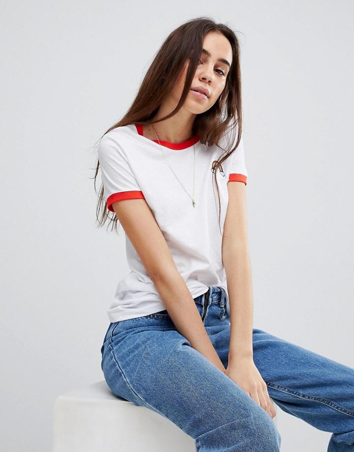Brave Soul Cloud Ringer T Shirt - White