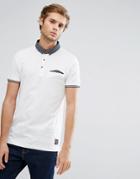 Brave Soul Contrast Collar And Pocket Polo - White