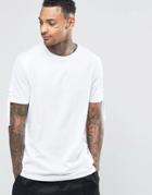 Asos Longline T-shirt With Ruched Sleeves In White - White