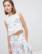 Sabina Musayev Abstract Floral Panel Blouse - White