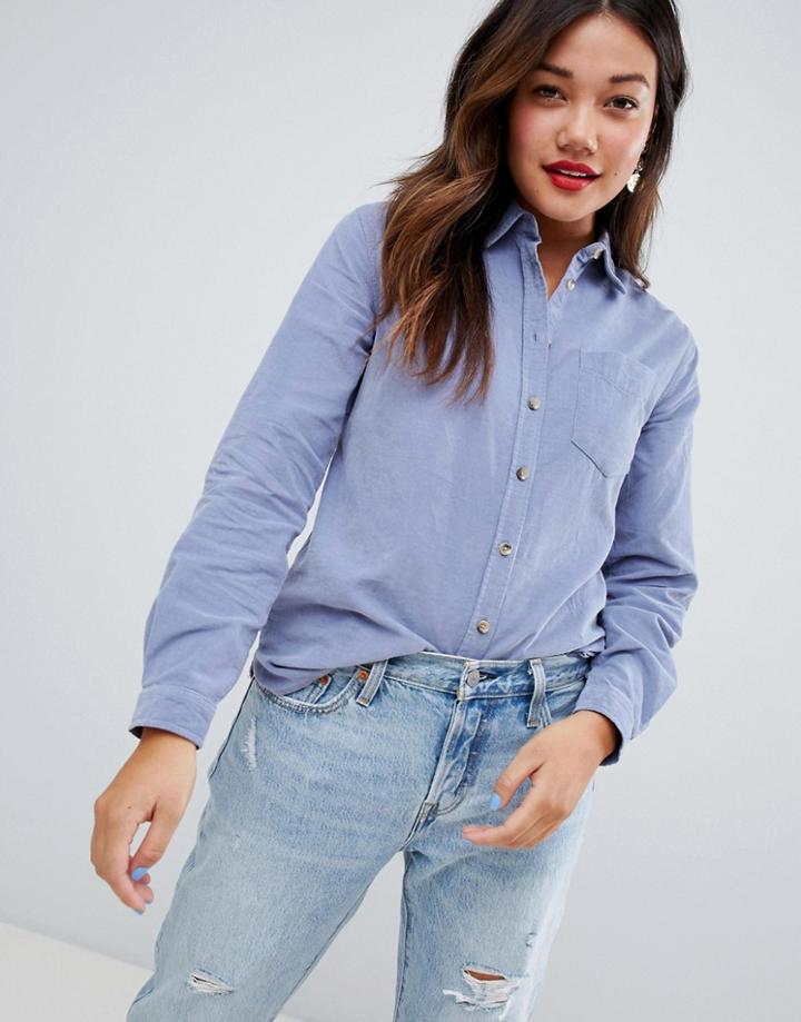 New Look Cord Boyfriend Shirt - Blue