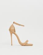 Simmi London Sheena Latte Barely There Heeled Sandals - Beige