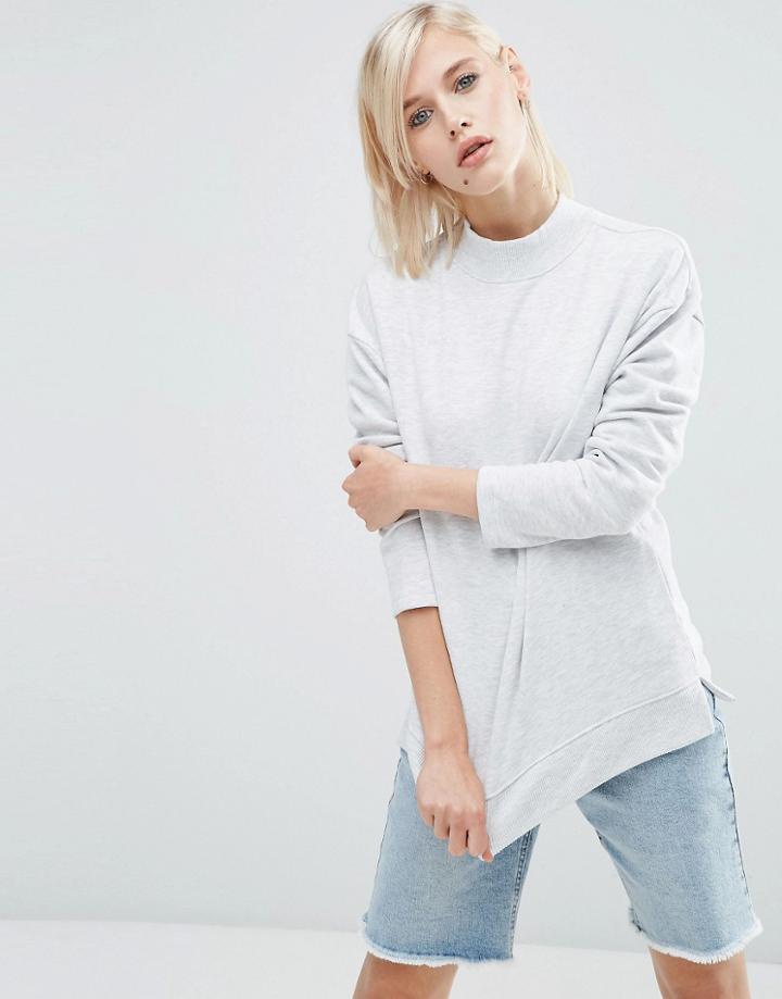 Asos High Neck Sweatshirt - Gray