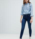 Bershka Worn Knee Skinny Jeans-blue