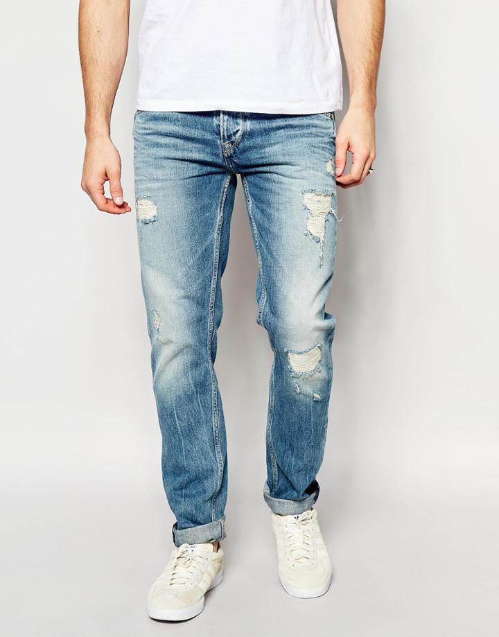 Pepe Jeans Flint Tapered Fit Extreme Distressed Light Vintage - Light Vintage