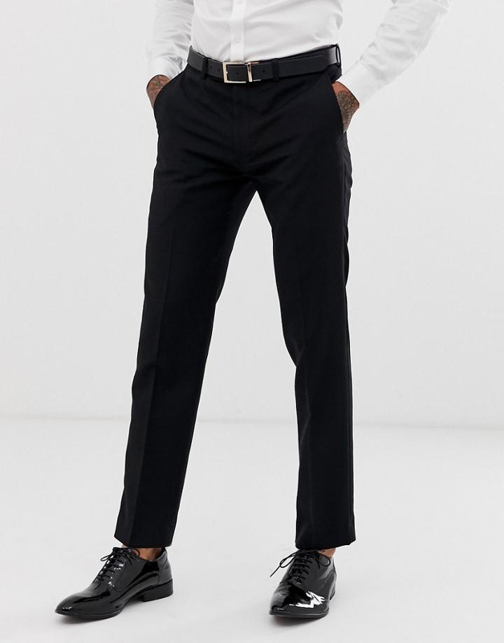 Harry Brown Slim Fit 85% Wool Dinner Suit Pants-black