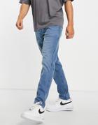 Hollister Slim Tapered Fit Jeans In Clean Bright Medium Wash-blues