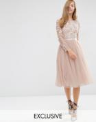 Needle & Thread Embellished Butterfly Midi Dress - Pink