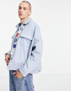 Asos Design Oversized Wool Mix Western Jacket In Icy Blue-blues