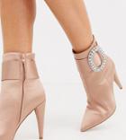 Asos Design Wide Fit Eclectic Rhinestone Buckle Boots In Pink