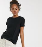 Asos Design Tall Organic Cotton Crew Neck T-shirt In Black - Black