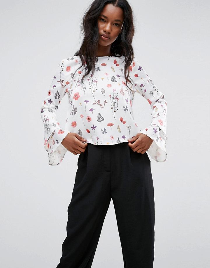 Mango Floral Printed Top - White