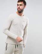 D-struct Jersey Slub Raw Edge Long Sleeve Top - Stone