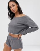 South Beach Off The Shoulder Gray Sweat Top