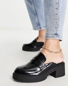 Asos Design Sina Chunky Heeled Loafer Mules In Black