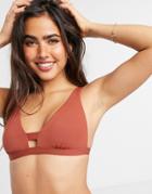 Seafolly Lingline Triangle Bikini Top In Burnt Amber-orange