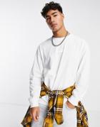 Abercrombie & Fitch Script Patch Chest Logo Oversized Long Sleeve Top In White