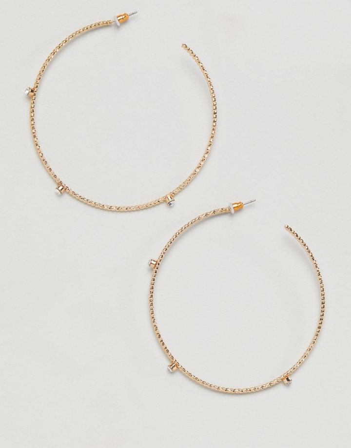 Missguided Fine Hoop Crystal Gold Earrings - Gold